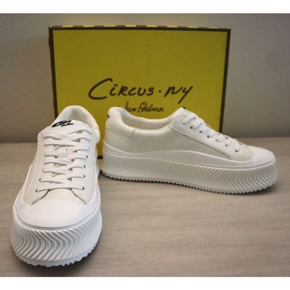 Circus NY x Sam Edelman Women's Sz 10M White Tatum Wavy-Ribbed Flatform Shoes - Picture 2 of 14